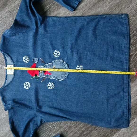 The Quacker Factory denim snowman shirt/top - Picture 7 of 11